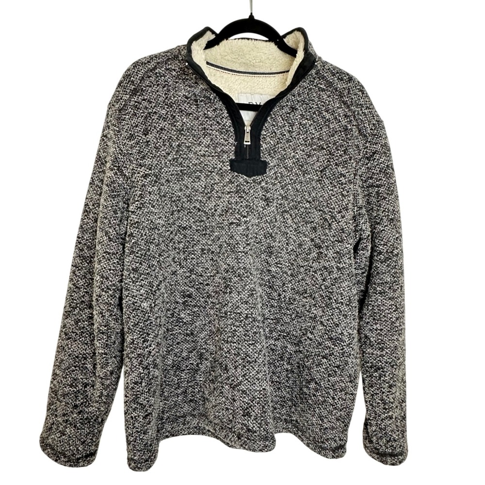 ORVIS Men's Sherpa Lined Quarter Zip Sweater Fleece Pullover Size L Cabincore